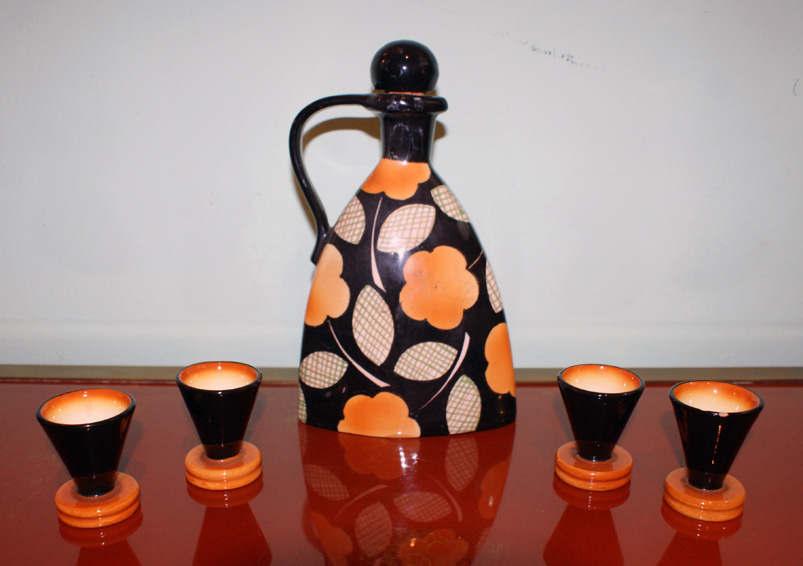 Ceramica Art Decò Rometti set arancio nero del XX Secolo Anni 30Opera originale e disponibile - Robertaebasta® Art Gallery opere d’arte esclusive.